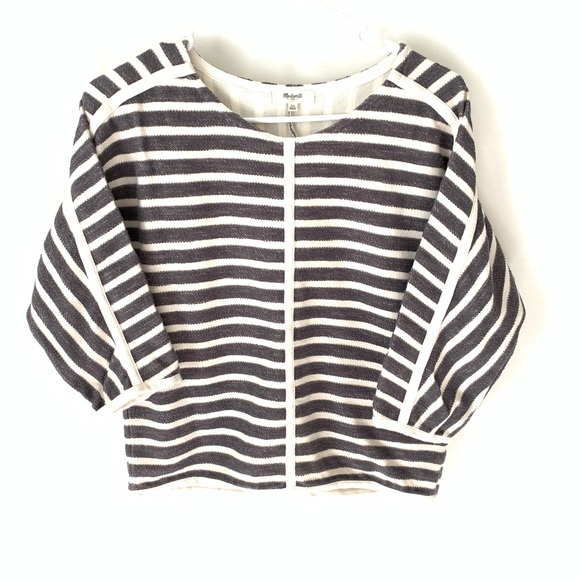 Madewell Tops - Madewell Gray Ivory striped Zipper back Top xs